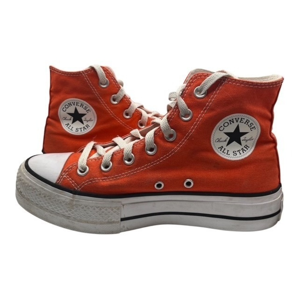 Converse Chuck Taylor Women Sz 7.5 Platform High Top Sneakers Orange Canvas-1898